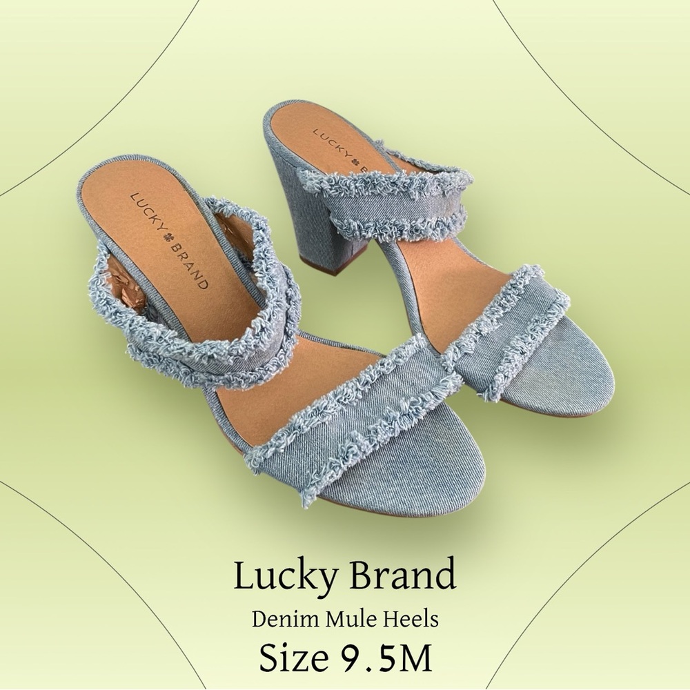 Lucky Brand Denim Frayed Mule Heels‎